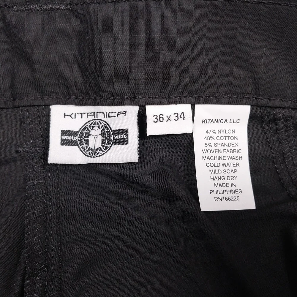 Kitanica Pants Mens 36x34 Black Zip Off Tactical Convertible Hiking NEW